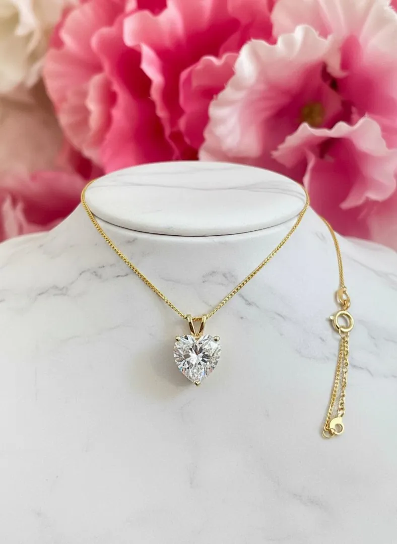 1.5ctw Heart Necklace, Heart Pendant, Diamond Heart Necklace, Solid 18K Yellow Gold Heart Diamond Necklace Handmade by Pierre Lorren