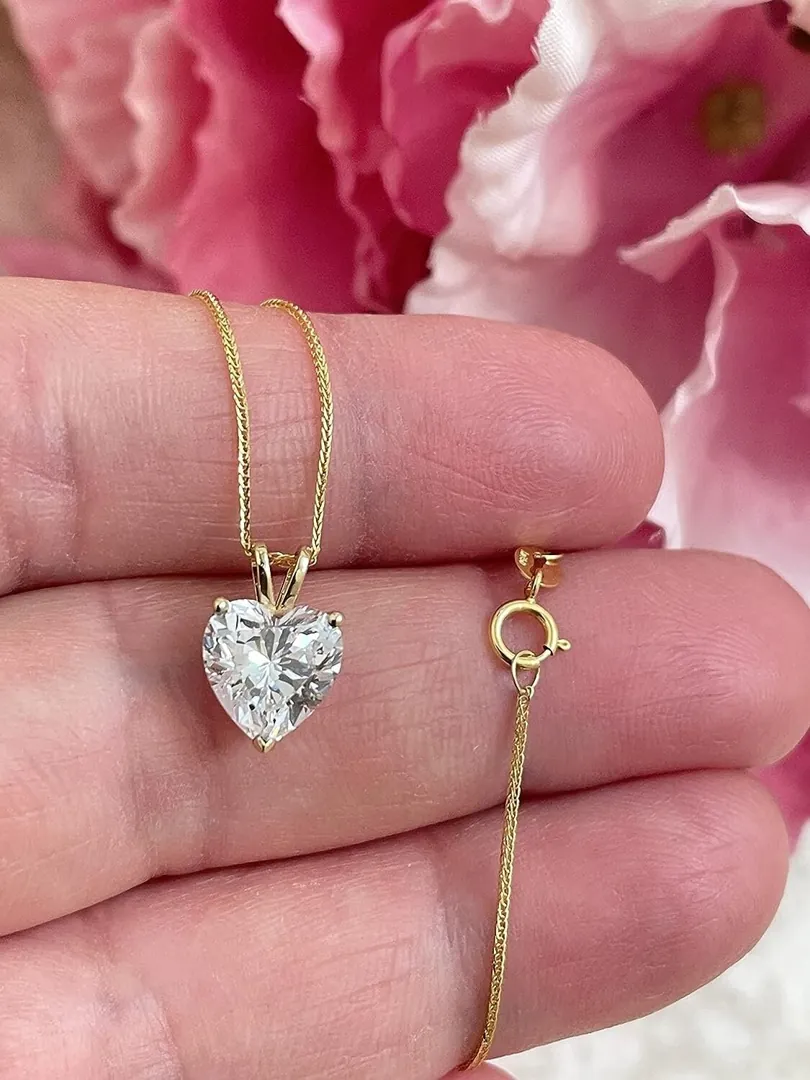 1.5ctw Heart Necklace, Heart Pendant, Diamond Heart Necklace, Solid 18K Yellow Gold Heart Diamond Necklace Handmade by Pierre Lorren