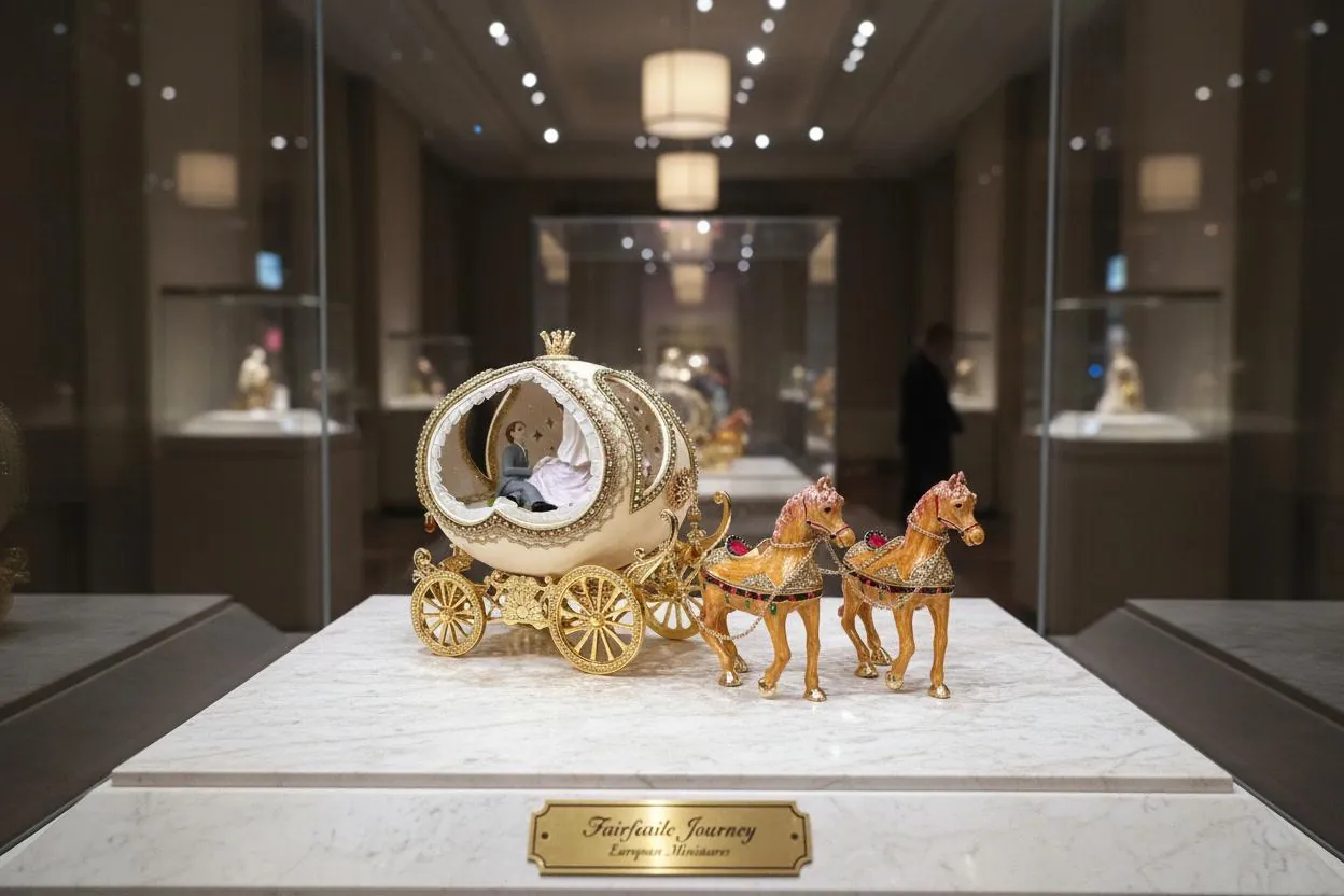 1989 NATURAL Fabergé Egg Ostrich Egg Musical Royal Carriage 24k Gold Accent Hand-Carved Faberge Ornament Anniversary Gift 24k Gold Handmade