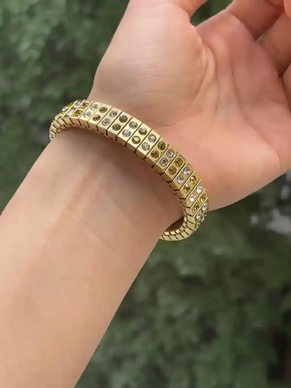 24k GOLD Citrine Bracelet gift for her, Gold Citrine, Prosperity bracelet, 96HANDSET Swarovski, Citrine, HANDMADE Jewelry, Teacher gift, 2ct 