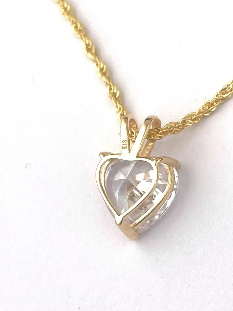 1.5ct Diamond Heart Pendant Necklace 18k Solid Gold Handmade Jewelry