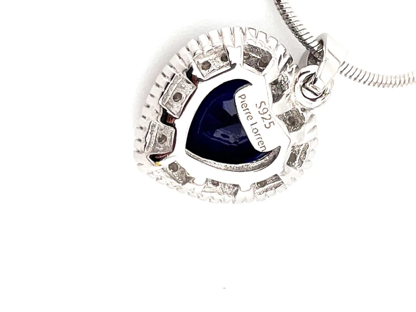 Certified Diamond Natural Sapphire Heart Pendant Necklace Earrings Jewelry Set: Handmade by Pierre Lorren