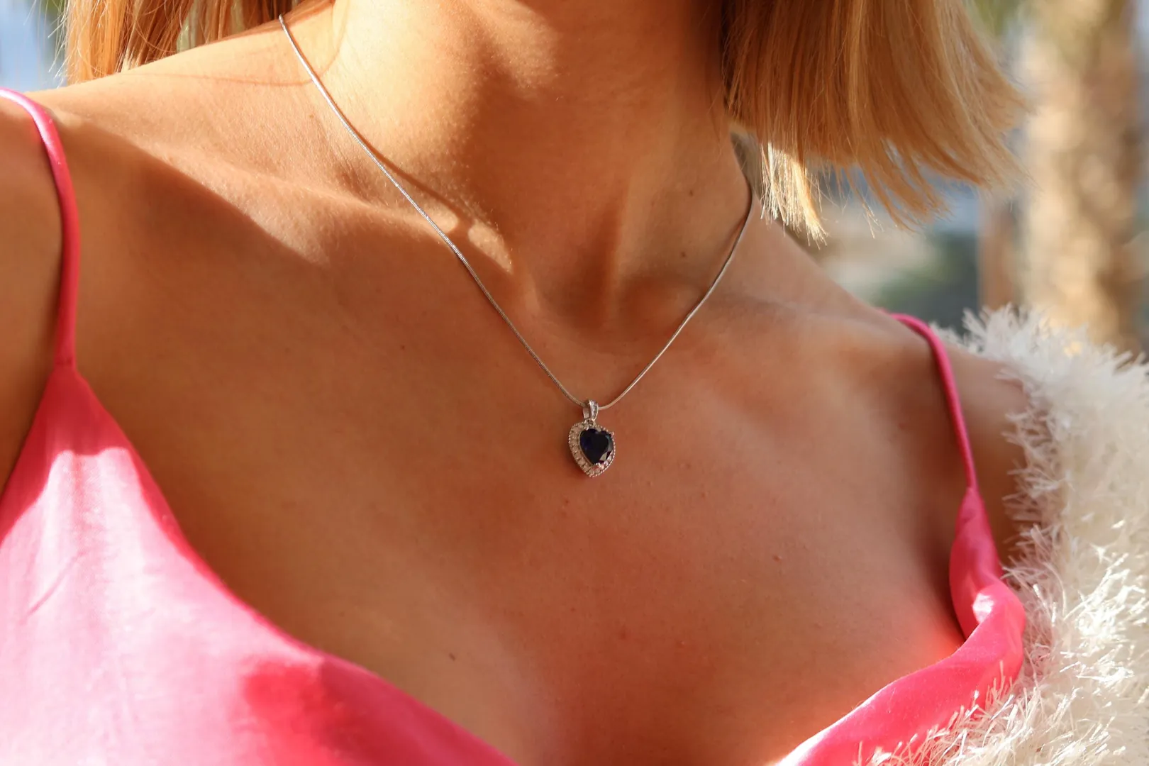Certified Diamond Natural Sapphire Heart Pendant Necklace Earrings Jewelry Set: Handmade by Pierre Lorren