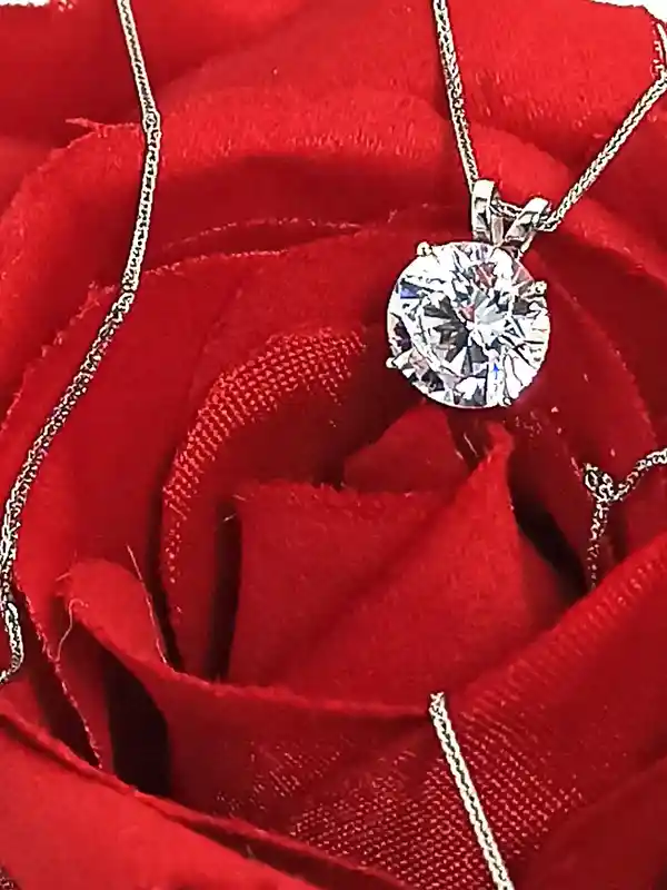 Diamond Solitaire Pendant Necklace - 1.5ct - 18K SOLID White Gold - Diamond Necklace - 18
