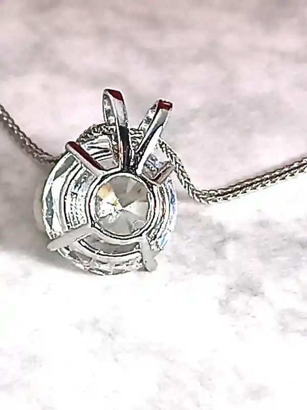 Diamond Solitaire Pendant Necklace - 1.5ct - 18K SOLID White Gold - Diamond Necklace - 18