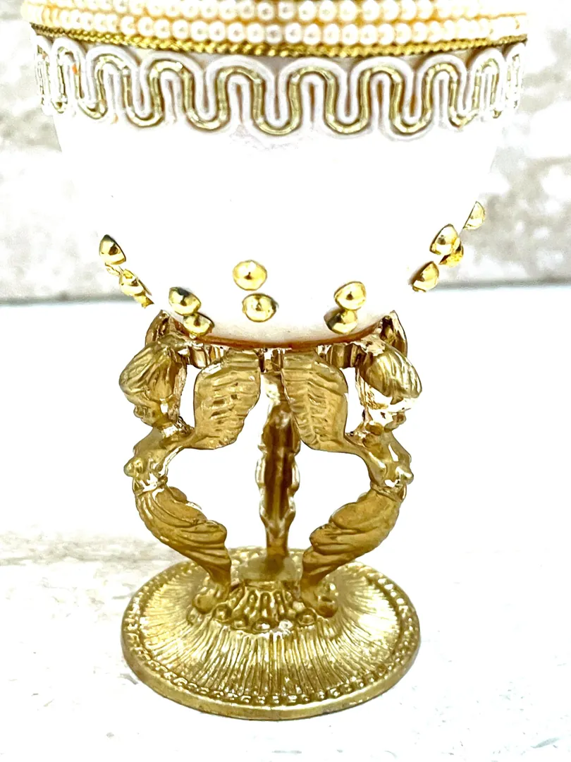 1996 Faberge Egg Holy Trinity Protection Egg Fabergé-Style Musical Jewelry Box - New Mom Heirloom - Angels Pure Gold HANDMADE Pierre Lorren