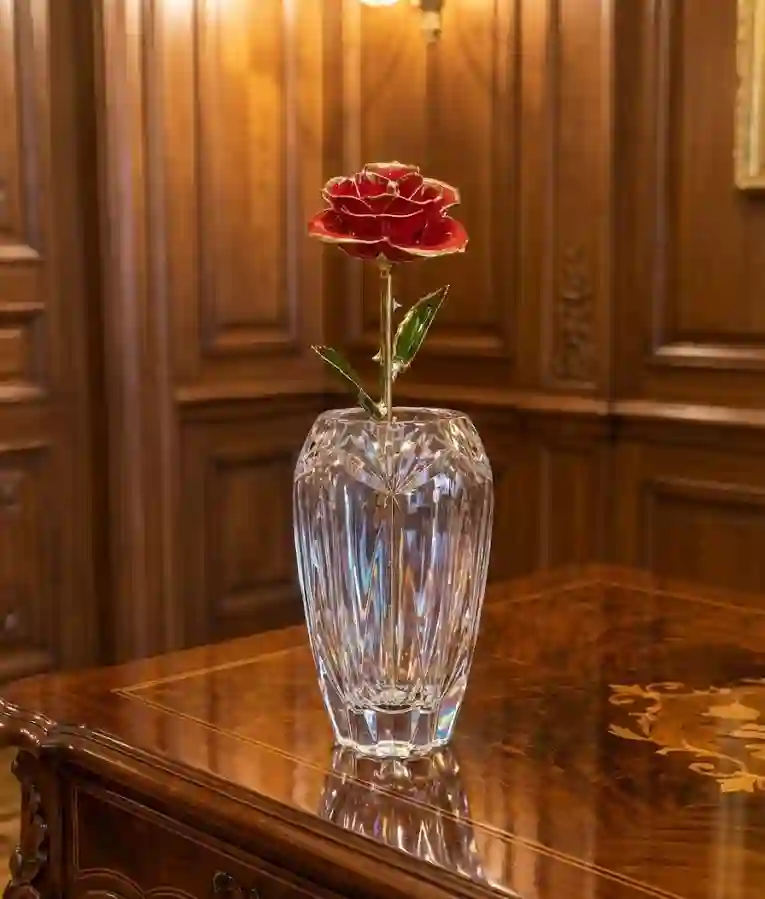 Limited Edition Red Sparkle Rose - Original 24k Gold Pure Gold Rose - Real Rose with Certificate Handmade by Pierre Lorren