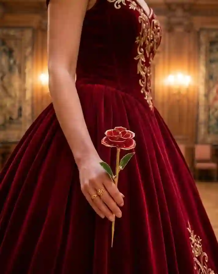 Limited Edition Red Sparkle Rose - Original 24k Gold Pure Gold Rose - Real Rose with Certificate Handmade by Pierre Lorren