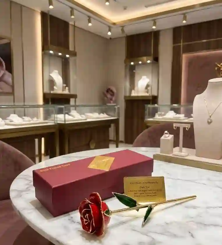Limited Edition Red Sparkle Rose - Original 24k Gold Pure Gold Rose - Real Rose with Certificate Handmade by Pierre Lorren