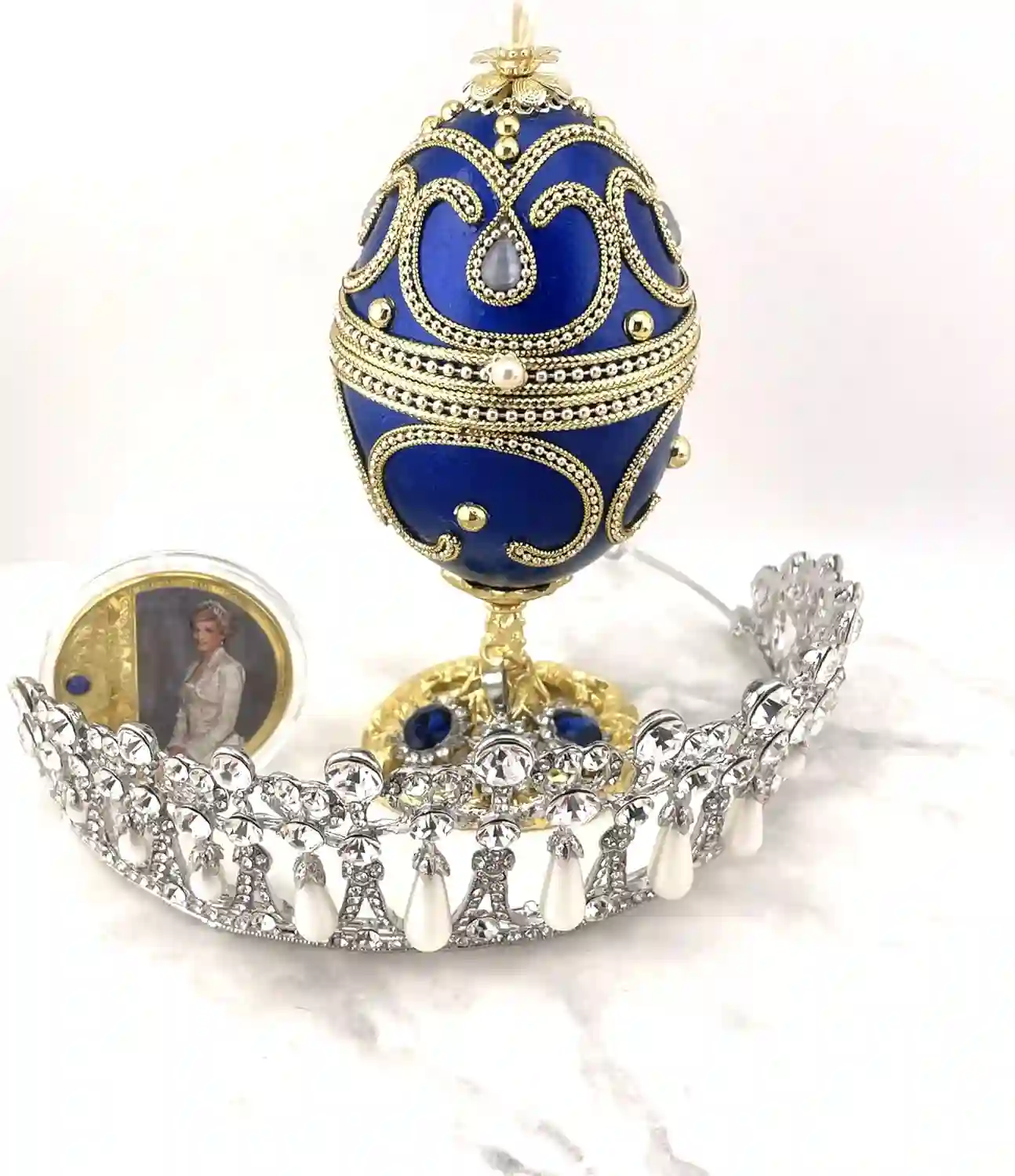 David Natural Handcarved egg Blue