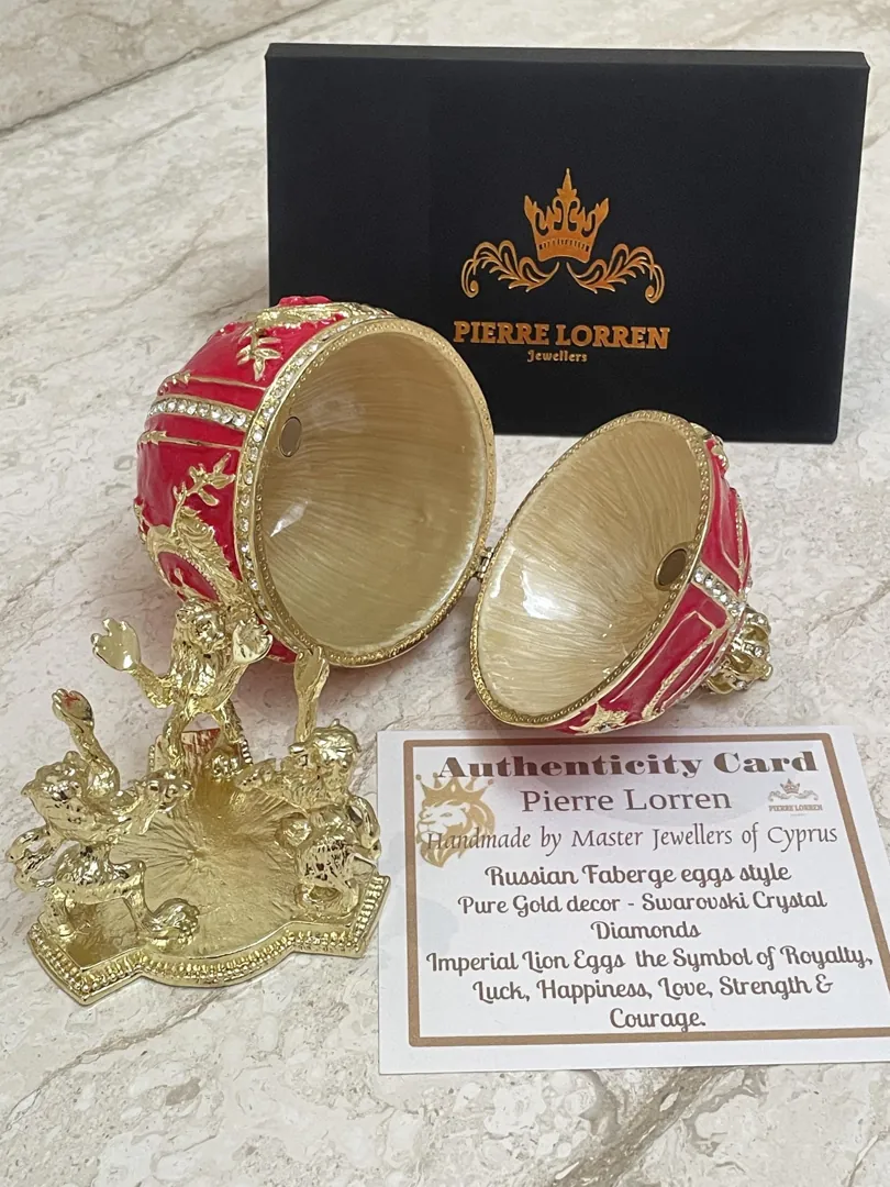 Limited Edition Faberge Egg Jewelry Box Handmade Russian Easter Egg Fabergé Style Egg Trinket Box 24k Gold Swarovski Crystal by Pierre Lorren
