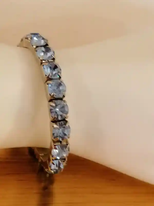 18k White GOLD 79.2ct SWAROVSKI Blue Topaz Bracelet/8mm Tennis Bracelet for women/Jewelry Gift for Her/Large Tennis Bracelet/Sister bracelet 