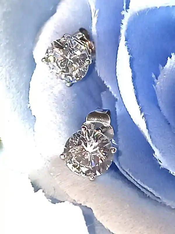 2ctw Earrings 18k Solid Gold Diamond Solitaire Earrings - HANDMADE Fine Jewelry - White Gold Diamond Earrings 6.5mm Solitaire - Gift for her 