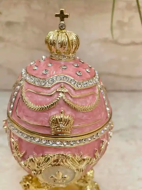 Topaz Pink Faberge style egg Austrian Crystal HANDSET Faberge Egg 24kGOLD Easter egg HANDMADE Decorative box Birthday Gift for her Birthday 