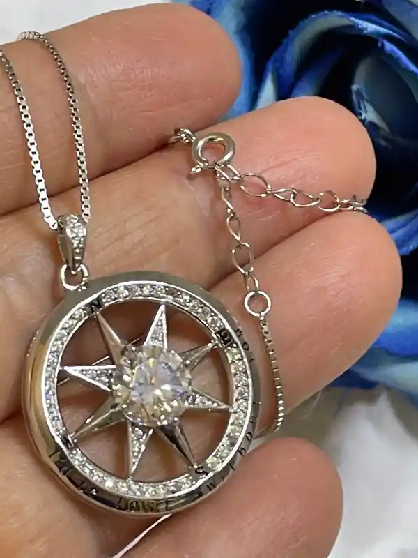 3.5ctw 2 carat Diamond Necklace Compass Pendant Necklace Compass Necklace Statement Jewelry Lost Without You Diamond Jewelry White Gold 