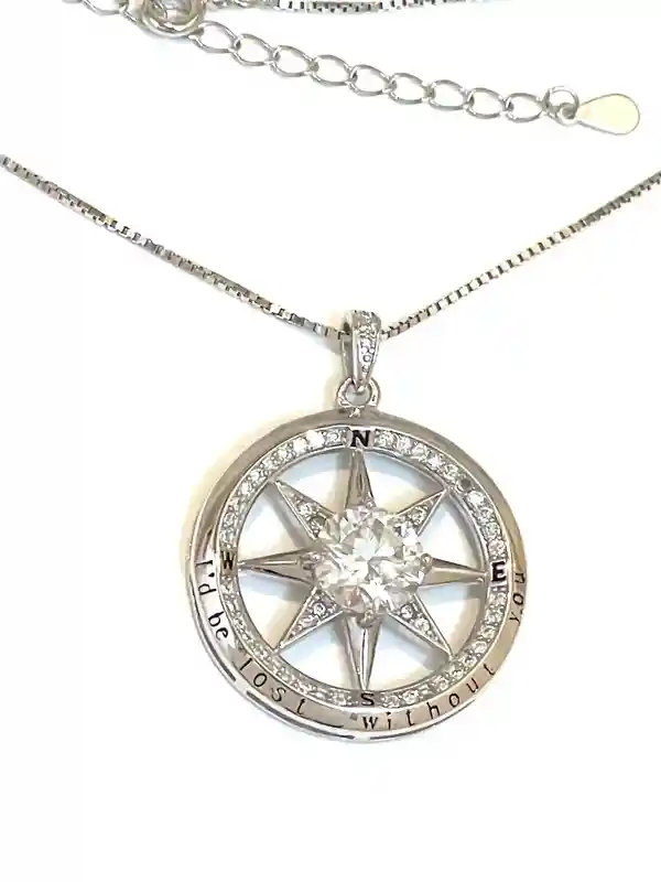 3.5ctw 2 carat Diamond Necklace Compass Pendant Necklace Compass Necklace Statement Jewelry Lost Without You Diamond Jewelry White Gold 