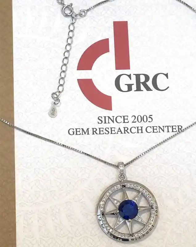 3.5 carat Natural SAPPHIRE Compass Necklace Sapphire Pendant DIAMOND Jewelry Compass Pendant White Gold Silver 925 Anniversary Handmade 
