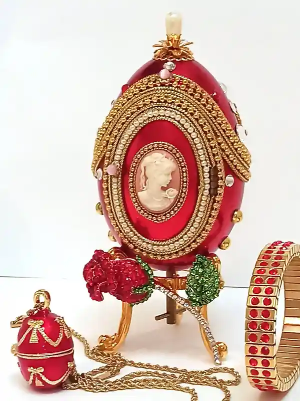 ONEOFAKIND gift,Faberge-Style Egg Trinket Box,Faberge MUSIC Box,Antique Picture Frame,Vintage Egg Faberge style,24k Neklace Bracelet & Faberge egg 