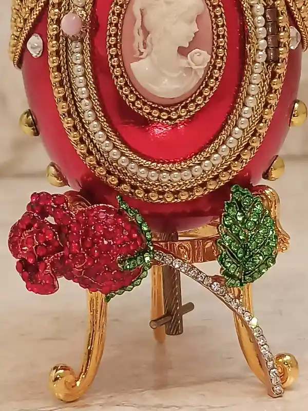 ONEOFAKIND gift,Faberge-Style Egg Trinket Box,Faberge MUSIC Box,Antique Picture Frame,Vintage Egg Faberge style,24k Neklace Bracelet & Faberge egg 
