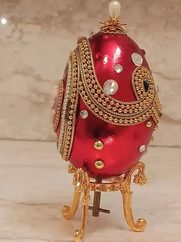 ONEOFAKIND gift,Faberge-Style Egg Trinket Box,Faberge MUSIC Box,Antique Picture Frame,Vintage Egg Faberge style,24k Neklace Bracelet & Faberge egg 