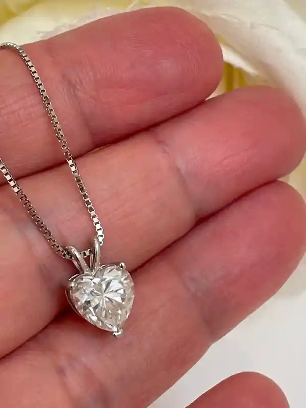 2.2 carat Solitaire Necklace Girlfriend Gift Valentine's day Prong Diamond Solitaire Pendant SOLID Sterling Silver 18kt White GOLD 16