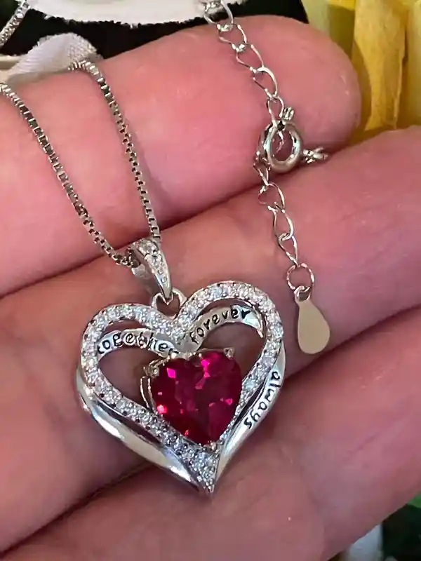 3.2ctw Certified Natural Ruby Heart Ruby Necklace Diamond Heart Handmade Jewelry Heart Shaped Pendant Gemstone Jewelry Diamond Jewelry gift 