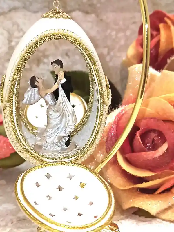 Vintage Faberge Style egg Unique Anniversary Faberge egg Wedding Gift for daughter Engagement Gift Fabrege egg HANDCARV Natural Egg 24k GOLD 
