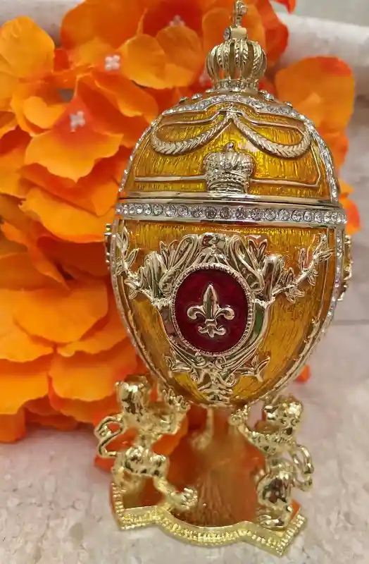 Egg Faberge Exquisite Luxurious 5* Tangerine Quartz Fabrege style Imperial Egg HANDMADE 24kGOLD AustrianCrystal HANDSET Mothers Day Birthday 