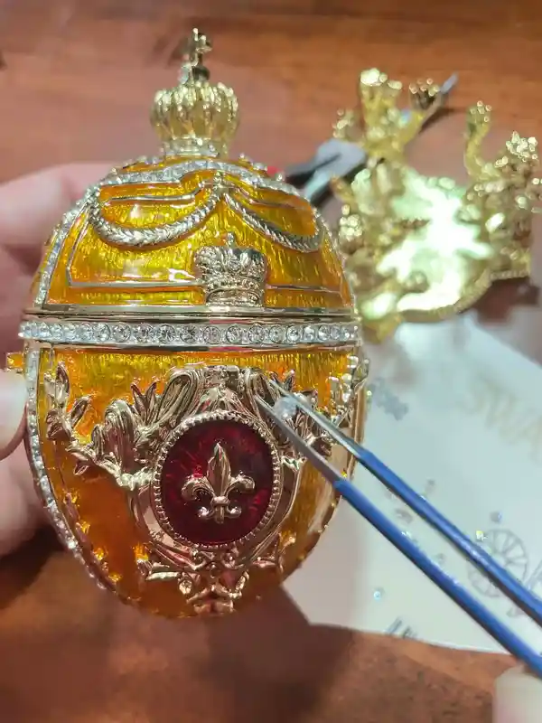 Egg Faberge Exquisite Luxurious 5* Tangerine Quartz Fabrege style Imperial Egg HANDMADE 24kGOLD AustrianCrystal HANDSET Mothers Day Birthday 