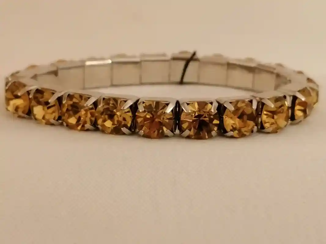 CITRINE bracelet 18kt white GOLD SWAROVSKI Gemstone Tennis bracelet for women November birth Jewellery Yellow citrine crystal jewelry gift 