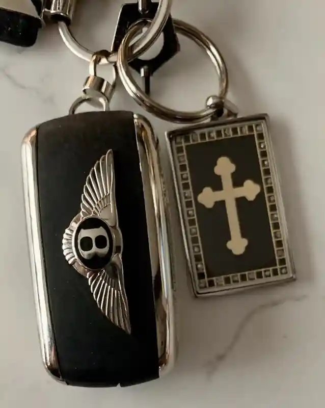 SILVER Cross Keychain Swarovski Diamond 24K Christian keychain Cross Key ring/Christian Keyring Cross Key chain/Christian Gift Confirmation 