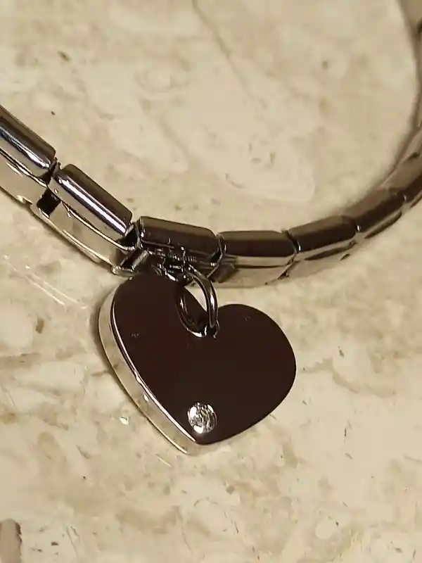 SILVER Heart bracelet Swarovski DIAMOND 0.03ct/Heart bracelet for women/Heart Charm Bracelet/Mother daughter bracelet/Heart Jewelry gift mom 