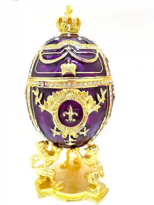 Amethyst Purple Faberge Egg Trinket, Faberge egg Gift for Her, Fabrege Egg style Jewelry Box, Christmas Birthday Graduation Gift for him 