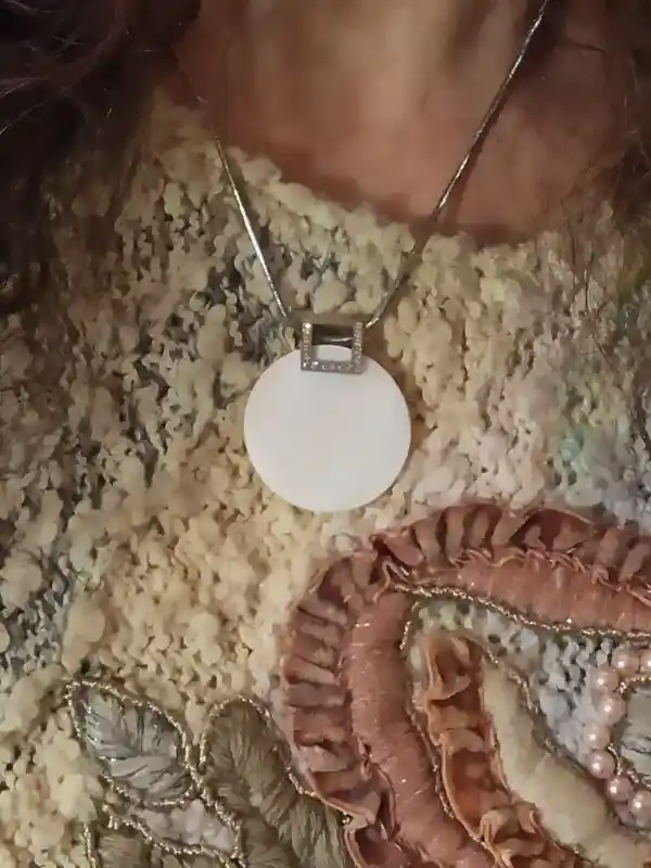 Silver MOP Statement Pendant/White Mother of Pearl/Art Deco Round Pendant/ Unique Necklace/Anniversary Gift For Her Real Pearl Necklace Wife 