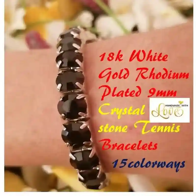 Black CRYSTAL bracelets Formal TENNIS bracelets for women Evening jewelry Black jewellery bracelet gifts GEMSTONE tennis bracelet for her 