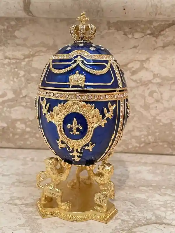 Faberge Egg, Faberge Imperial Egg, Special Keepsake, Faberge Style egg, Anniversary Men Birthday gift for him, Luck gifts,24K GOLD HANDMADE 