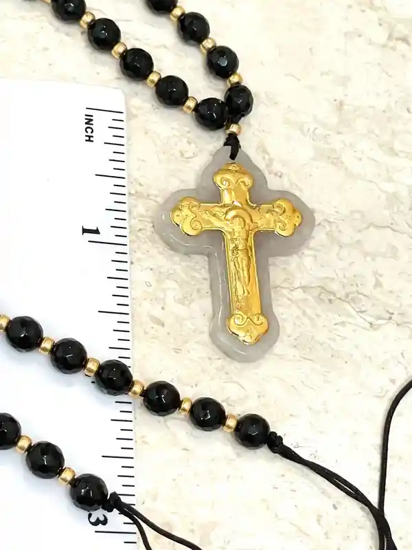 Cross GOLD Rosary Necklace Cross Necklace Catholic Rosary Yellow Gold Rosary Christian Necklace Crucifix Rosary Christian gift Cross Rosary 