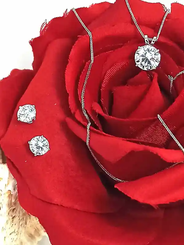 18ct Gold Lab Diamond Jewelry Diamond Pendant 8mm SOLID 18k White GOLD Diamond Necklace 18