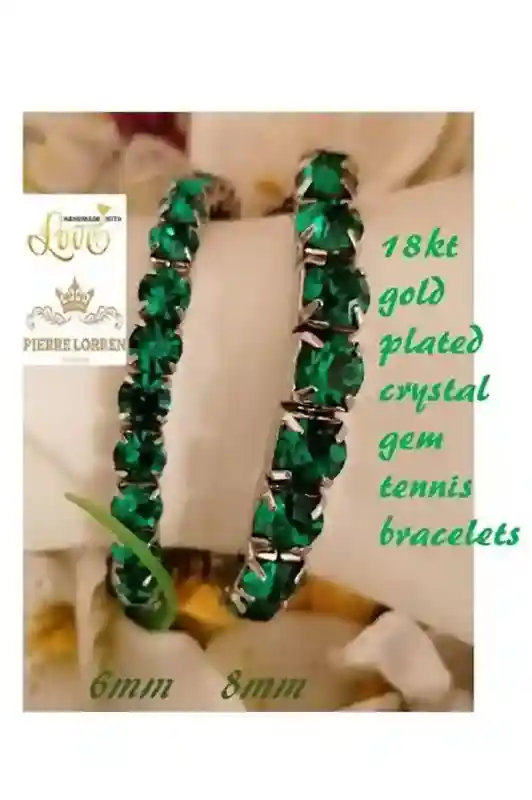 Emerald green bracelet for women 18k white gold Swarovski Jewelry May birthstone/Emerald jewelry tennis braclet gemstone bangle gift for her 
