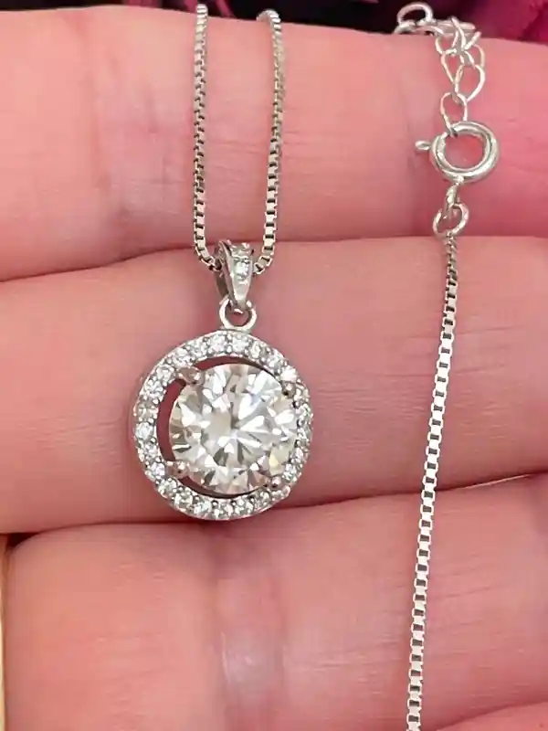 2.2 carat Solitaire Necklace Girlfriend Gift Valentine's day Prong Diamond Solitaire Pendant SOLID Sterling Silver 18kt White GOLD 16