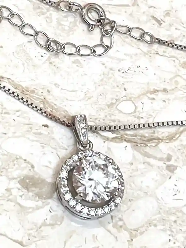 2.2 carat Solitaire Necklace Girlfriend Gift Valentine's day Prong Diamond Solitaire Pendant SOLID Sterling Silver 18kt White GOLD 16