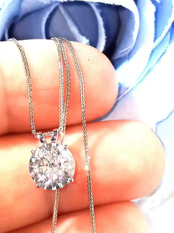 1.5 carat - Solitaire Diamond Pendant Necklace gift for her -8mm- SOLID 18K GOLD Necklace -18