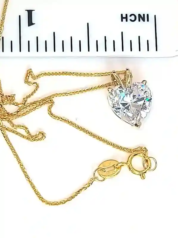 1.5 ctw Valentine's Day Diamond Heart Pendant Necklace SOLID 18k Yellow Gold Valentine Gift 18kt Solitaire Diamond Necklace Heart Jewelry 
