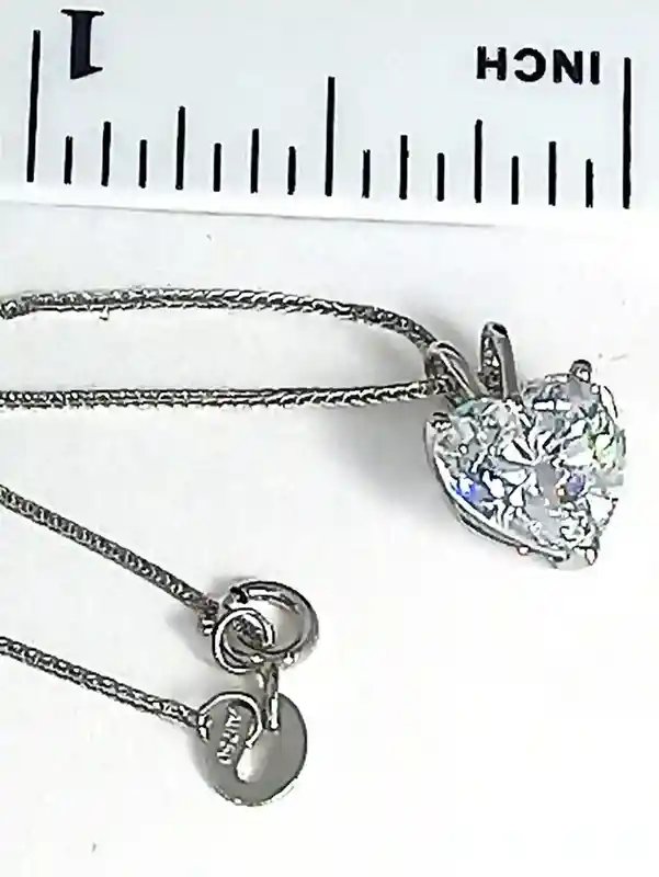 1.5 ctw Valentines Day Diamond Heart Pendant Necklace SOLID 18k White Gold Valentine Gift for her 18kt Gold Solitaire Diamond Necklace Heart 