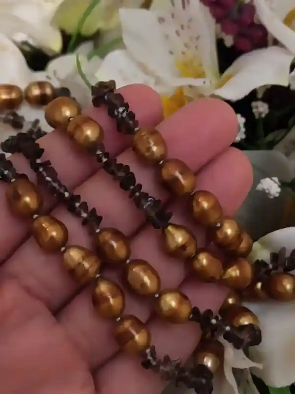 Vintage Gold Necklace Freshwater Pearl Jewelry/Long Pearl Necklace/Classic Pearl Necklace Gift for her/Fresh water Pearl Necklace Mother Day 