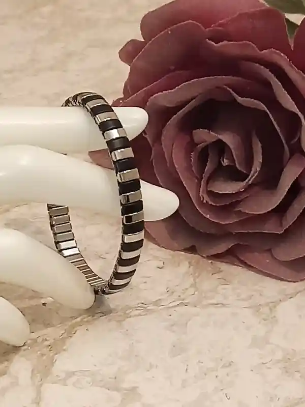 ONYX Silver Bracelet/HANDMADE Unisex Bracelet/Simple Black SILVER Bracelet/Birthday Jewelry gift/Minimal bracelet/Stack Bracelet Silver Gift 