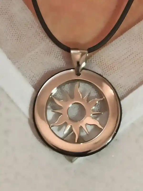 Silver Sun Necklace/Sun Solar Necklace Pendant Viking Norse Jewelry Sun Wheel of Life Sign Celtic Symbol Pagan Necklace Handmade Design 