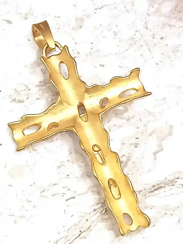 One of a KIND Cross -Solid 18kt GOLD Christian Jewelry-Cross Crucifix-Christian Mom - Jesus Christ Cross-Unique gift for her-Cross for Women 