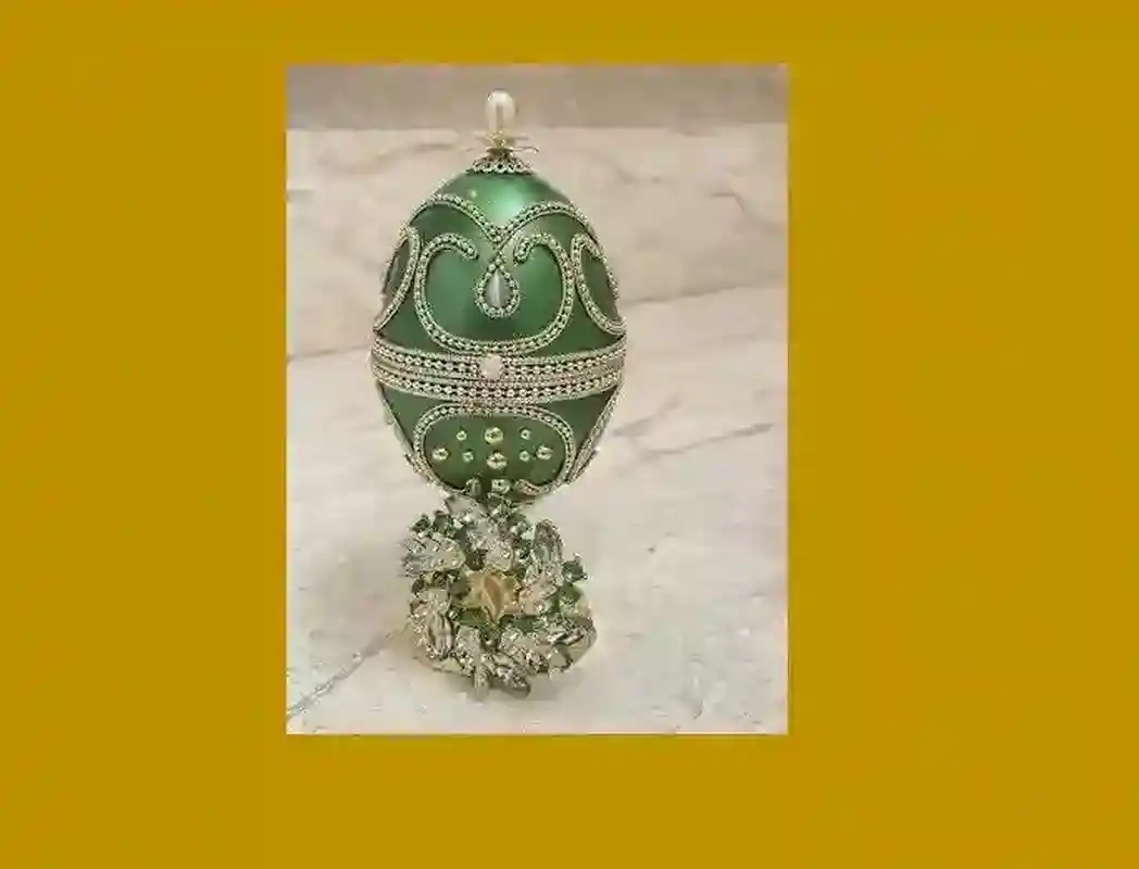 Emerald Faberge-Style Egg Ornament Faberge Home Decor Gift for women Faberge Egg Green Faberge Egg Jewelry box & Necklace Graduation Gift for her 