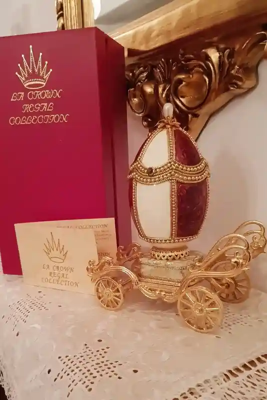 Large Easter Egg Ornament Trinket Gift for Couple Faberge Love Peacock 24k GOLD HANDSET 160 Swarovski Diamond & Ruby Bracelet DESIGNER Egg 